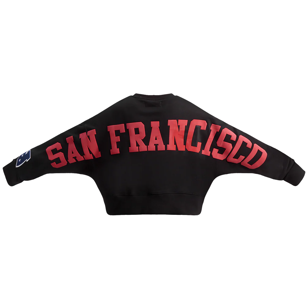 Pro Standard San Francisco 49ers Wingspan Women's Black Crewneck sweatshirt featuring team logo design