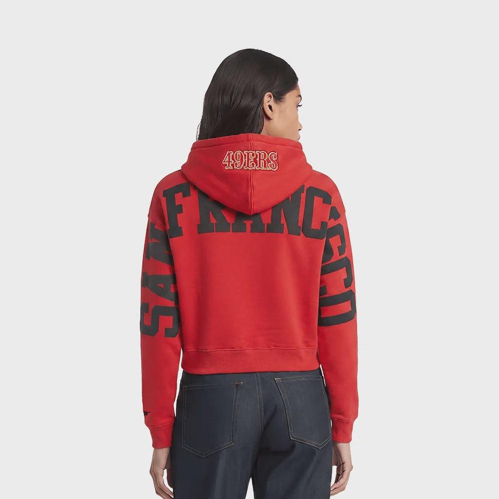 Pro Standard San Francisco 49ers Wingspan Women's Cropped Hoodie - Red (FS4C410462-RED)
