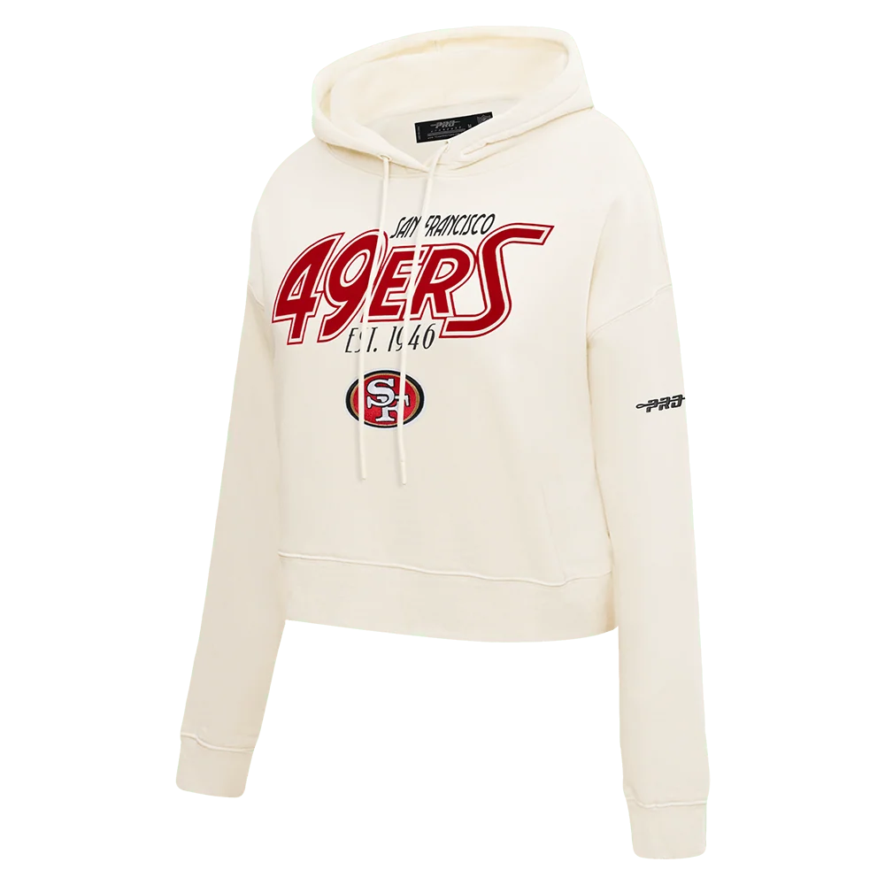 Pro Standard San Francisco 49ers Paradise Women's Cropped Hoodie - Eggshell (FS4C411527-EGG)