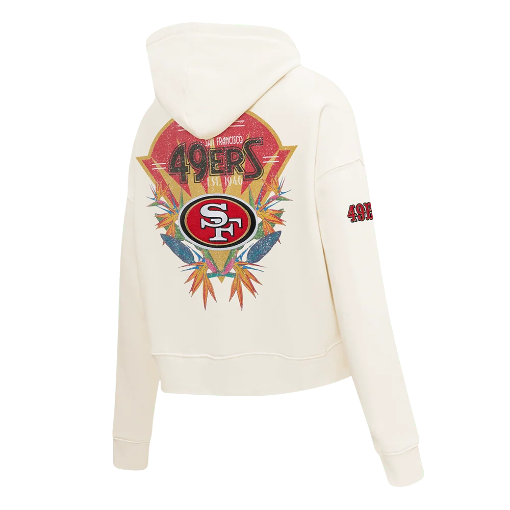 Pro Standard San Francisco 49ers Paradise Women's Cropped Hoodie - Eggshell (FS4C411527-EGG)