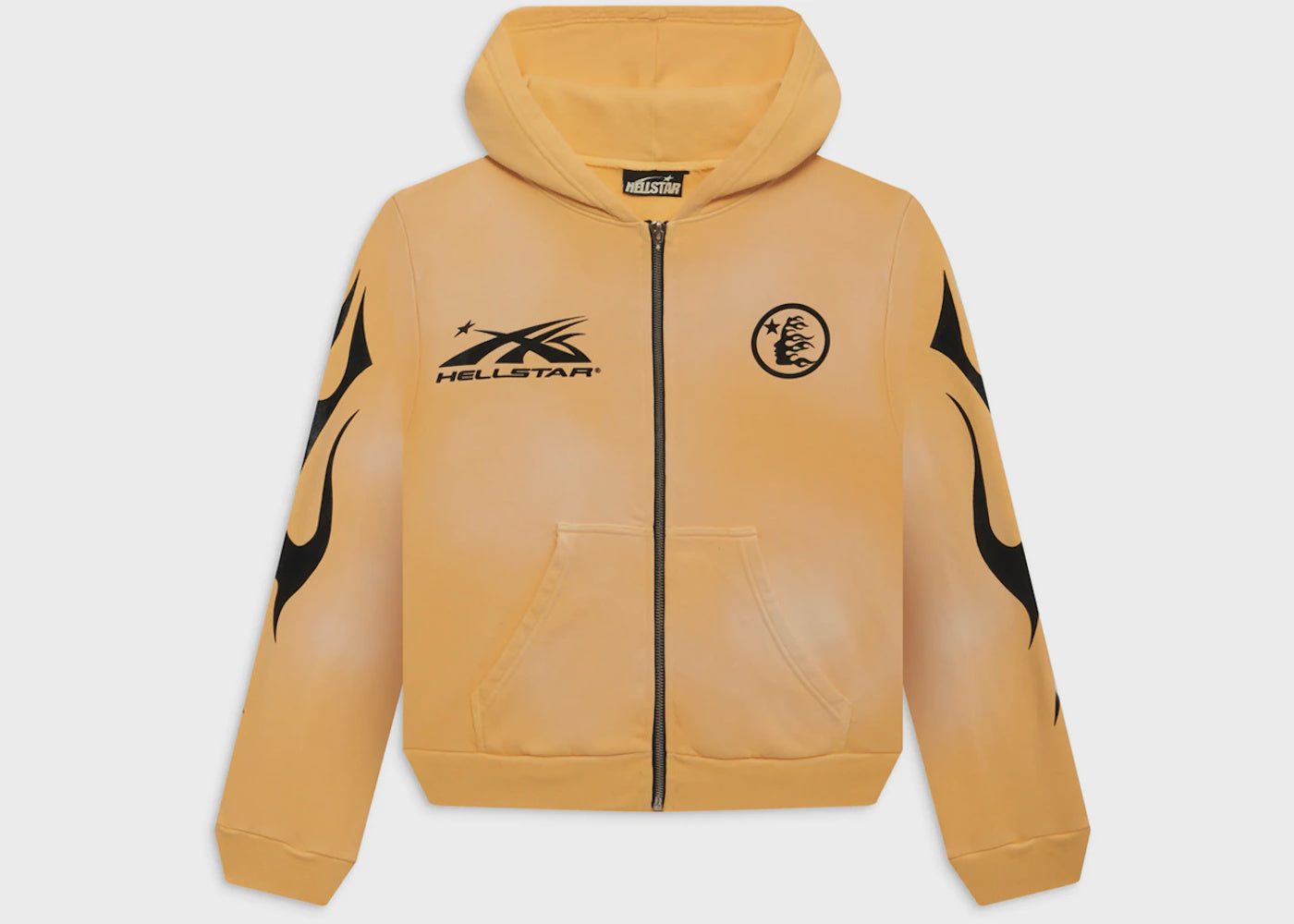 High-quality, bright yellow HELLSTAR Sports Zip Up Hoodie perfect for athletic activities