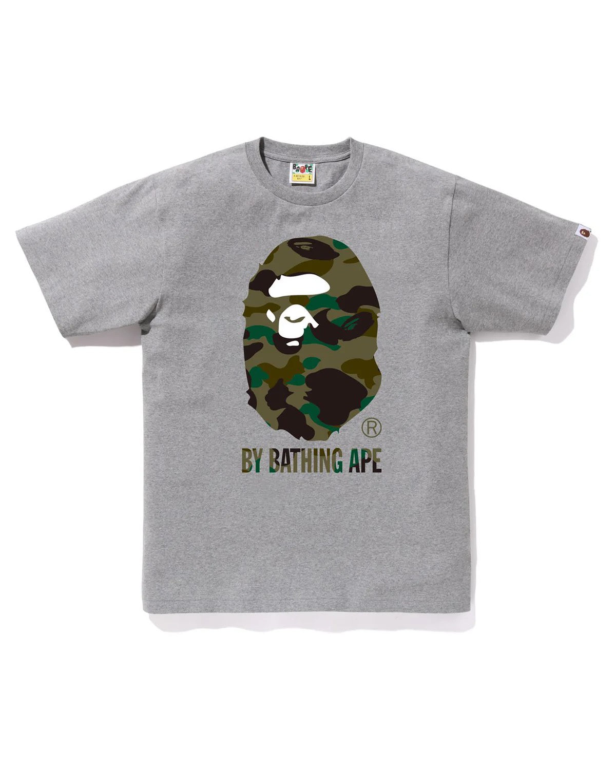 Grey and green BAPE 1st Camo By Bathing Ape Tee, brand new deadstock SS25 shirt with iconic camouflage design