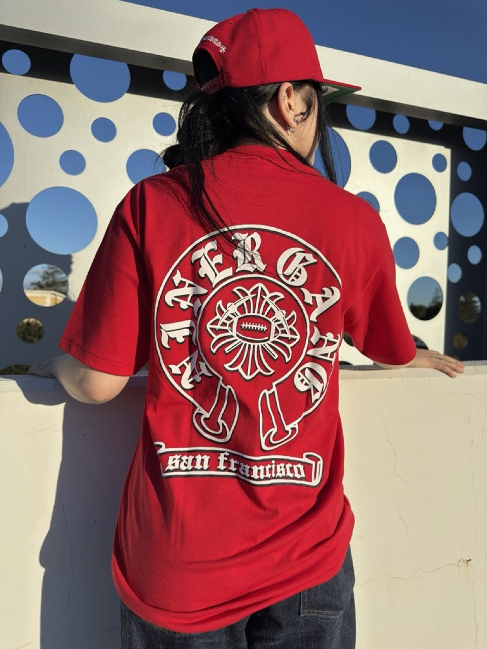 Niner Gang San Francisco Old English Tee - Red/White