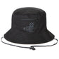 Close-up of Cookies Key Largo Black Bucket Hat with logo detail and adjustable chin strap