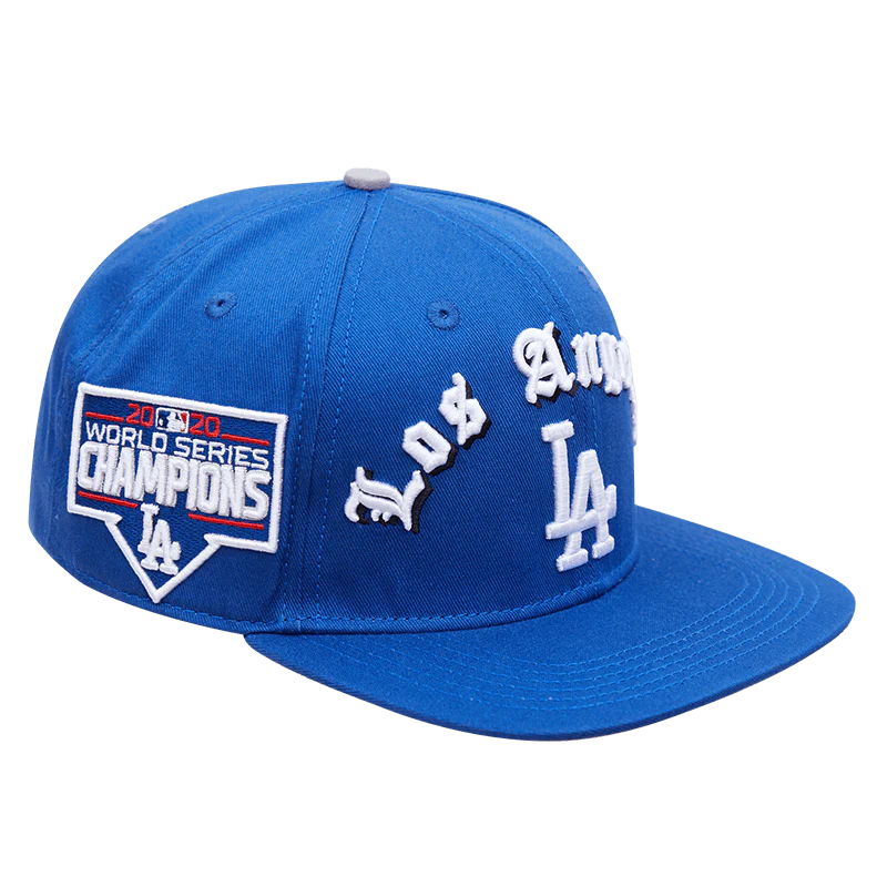 Pro Standard snapback with Dodgers old English logo in blue and white