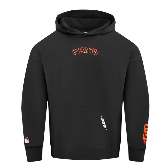 San Francisco Giants Wingspan Hoodie in black with relaxed drop shoulder style for casual wear