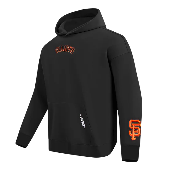 Pro Standard black hoodie showcasing Giants Wingspan logo with stylish drop shoulder cut
