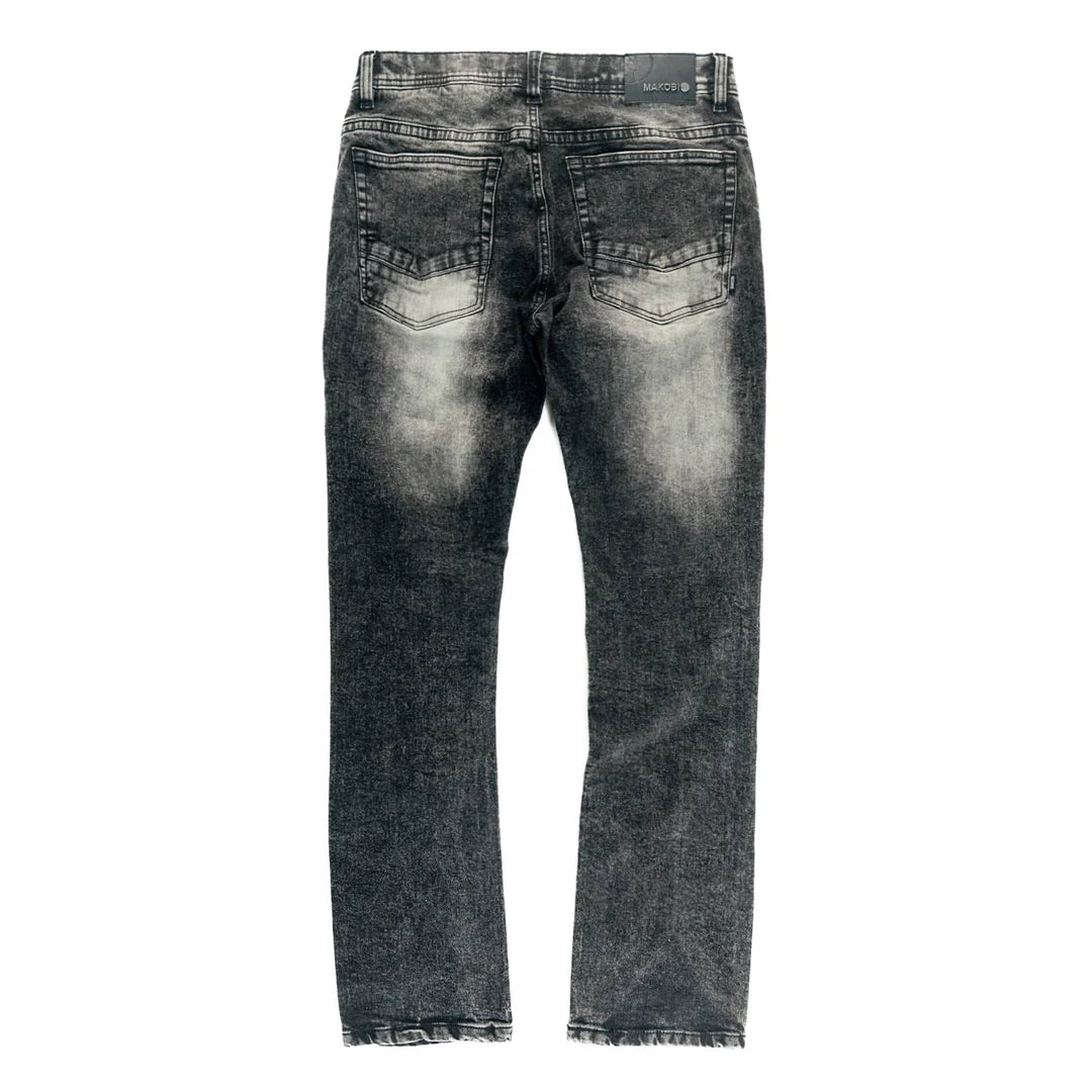 Makobi Bionco Black Washed Ripped Denim Jeans (M1753)