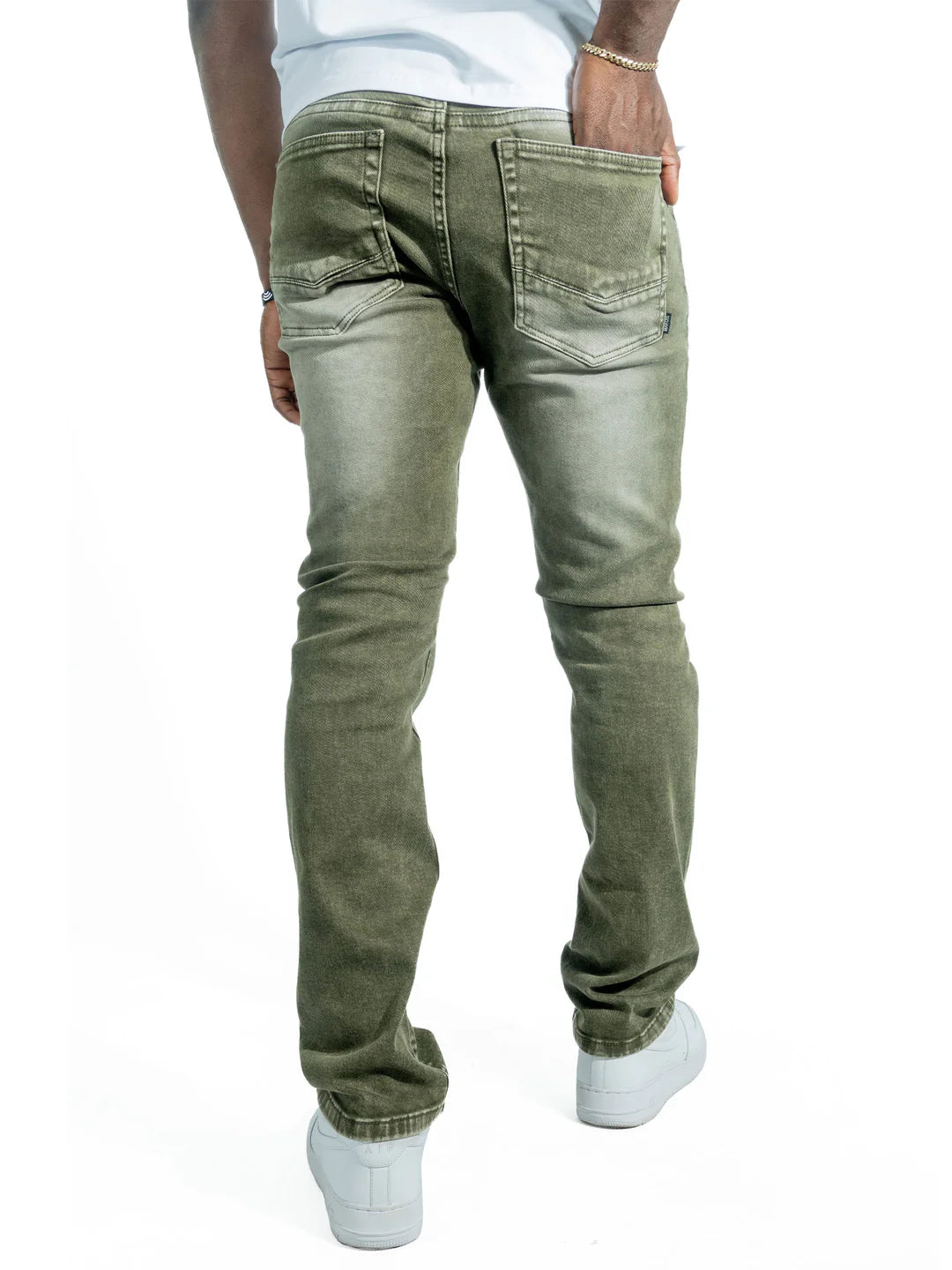 Makobi Bionco Olive Ripped Denim Jeans (M1753)