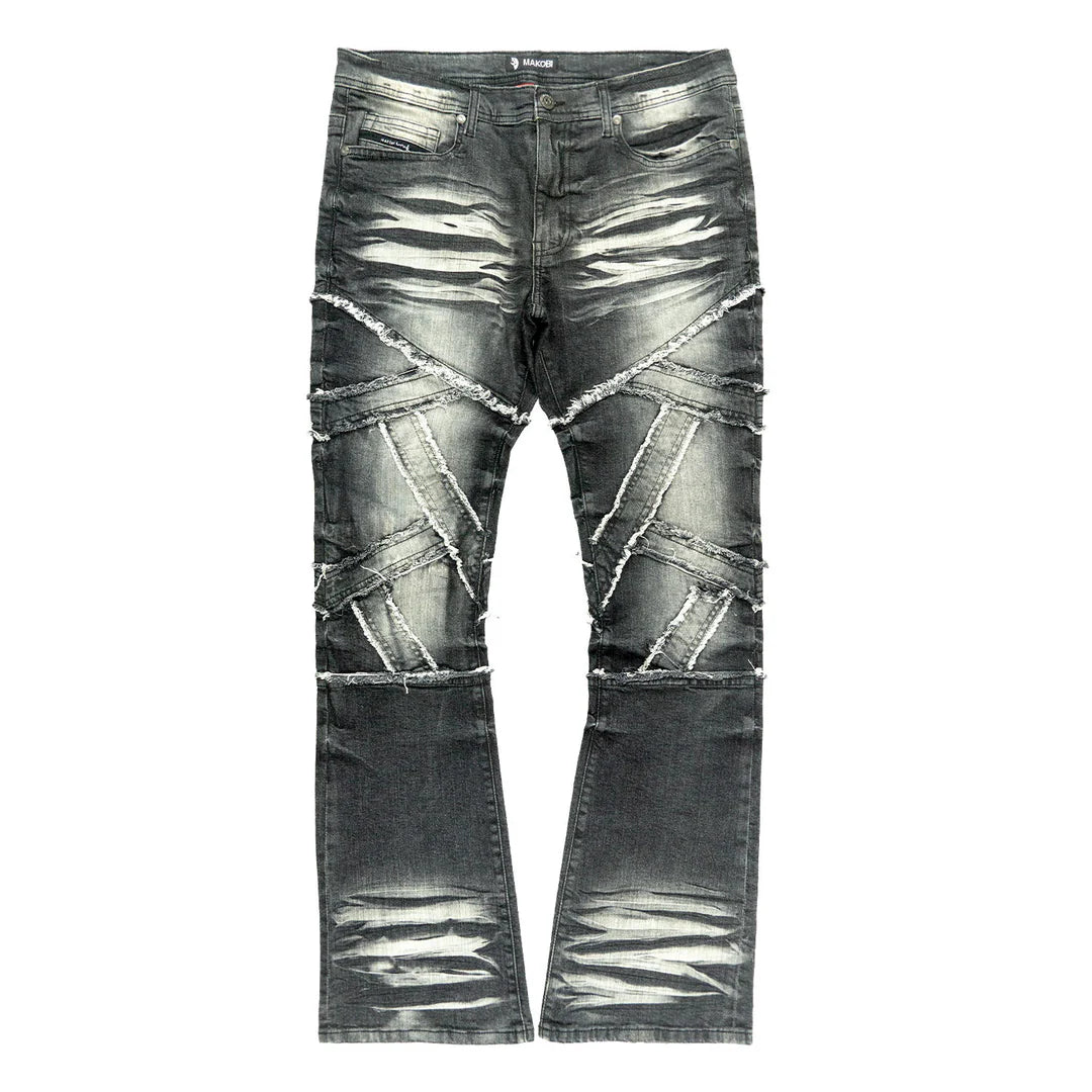 Makobi Veneta Black Wash Stacked Denim Jeans (M1908)