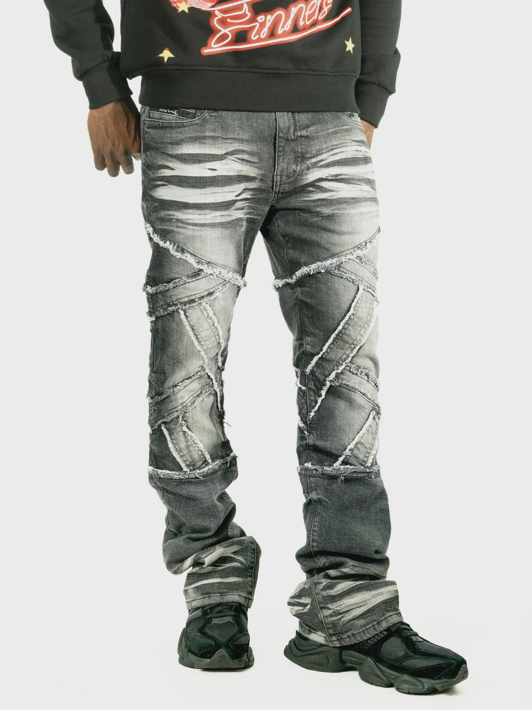 Makobi Veneta Black Wash Stacked Denim Jeans (M1908)