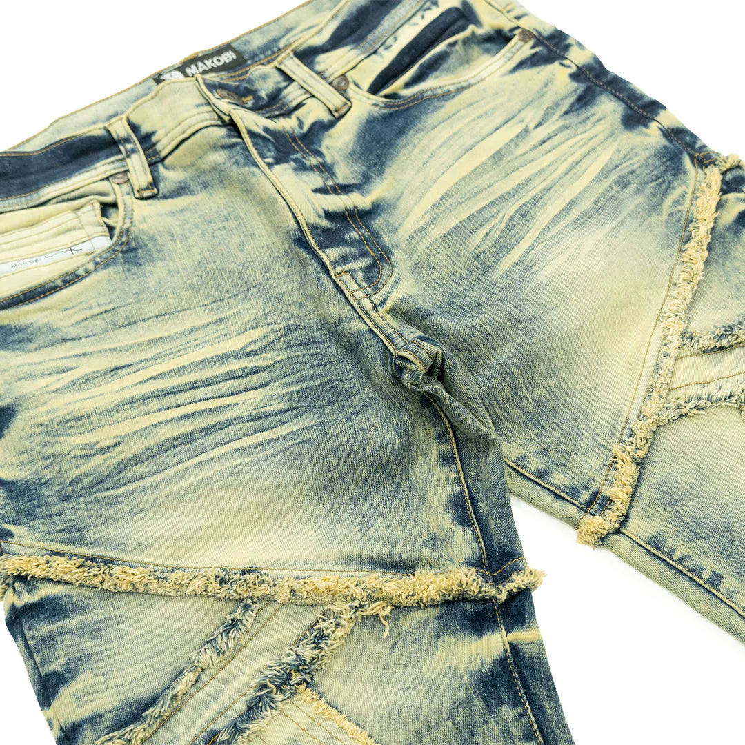 Makobi Veneta Dirt Stacked Denim Jeans (M1908)