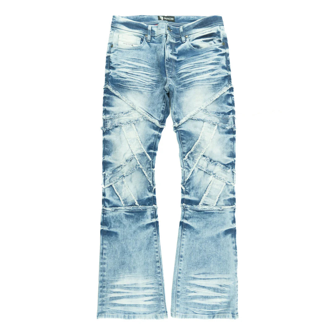 Makobi Veneta Light Wash Stacked Denim Jeans (M1908)