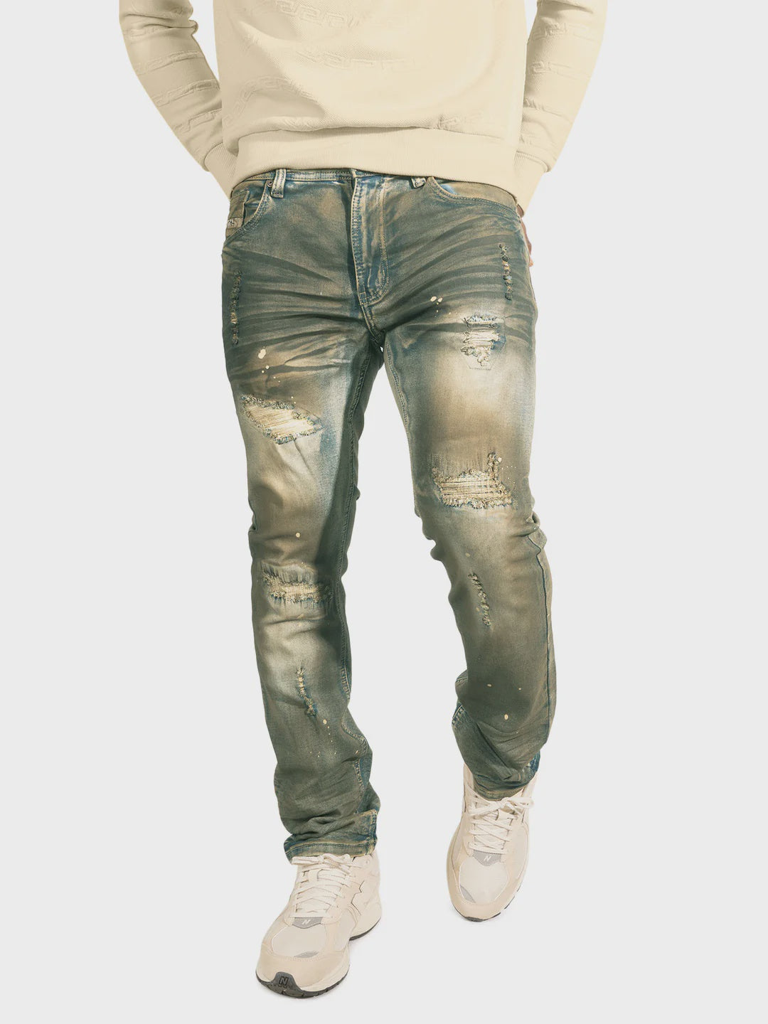 Makobi Lorenzino Antique Wash Ripped Denim Jeans (M1918)