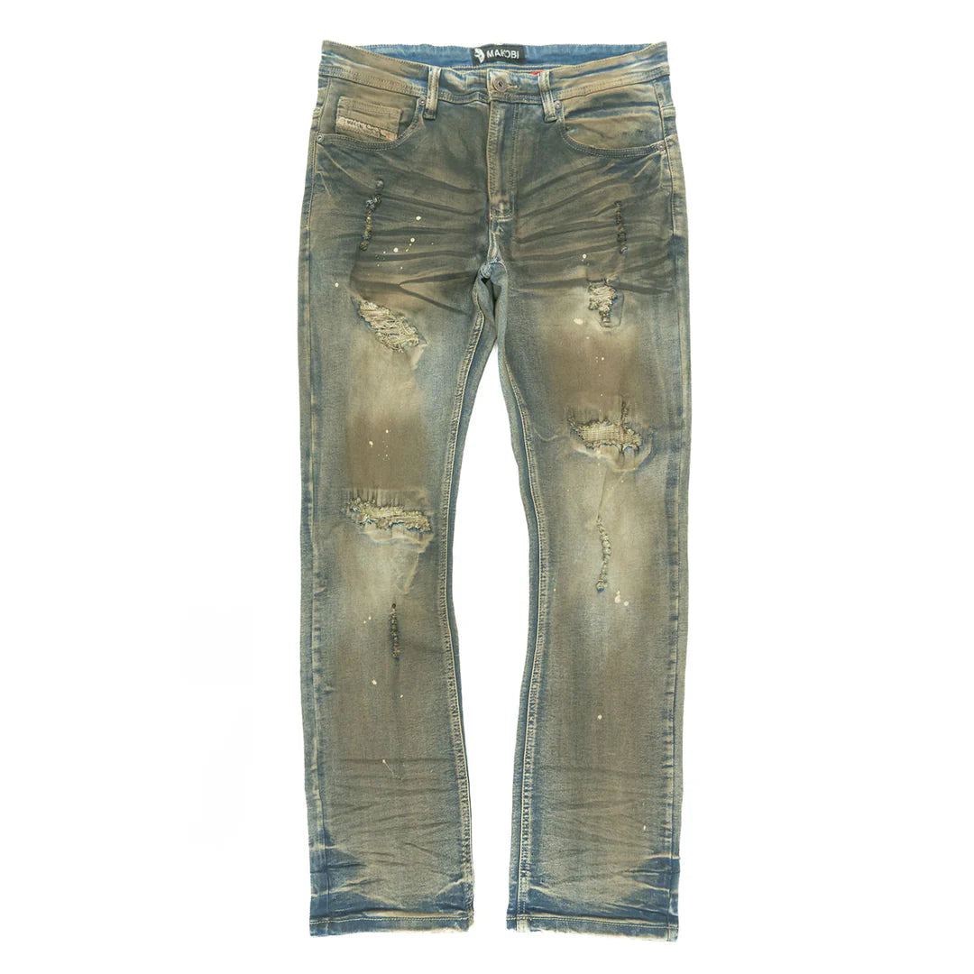 Makobi Lorenzino Antique Wash Ripped Denim Jeans (M1918)