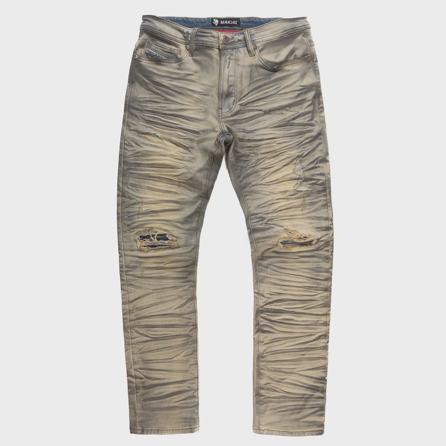 Stylish Makobi Toronto Dirt Denim Jeans M1921 featuring authentic dirt detailing for a trendy look