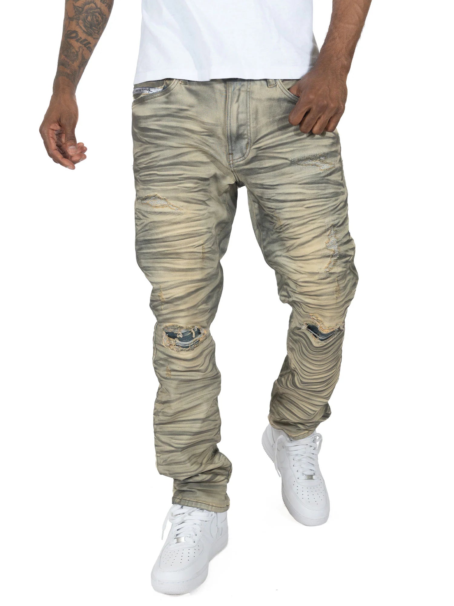 Makobi Toronto Dirt Denim Jeans in style M1921 showcasing rugged distressed denim design