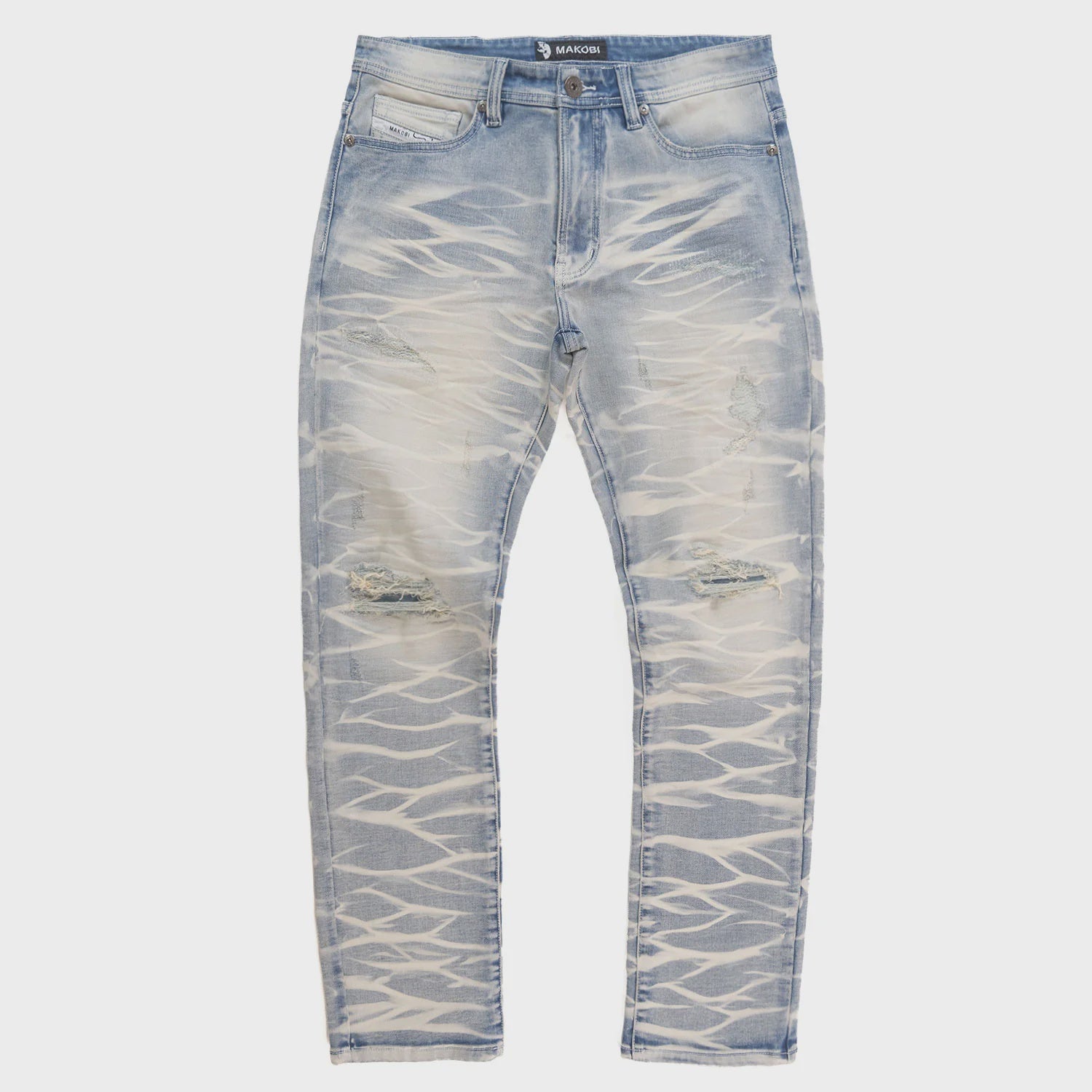 Stylish Makobi Toronto Light Wash Denim Jeans with classic fit and light blue color