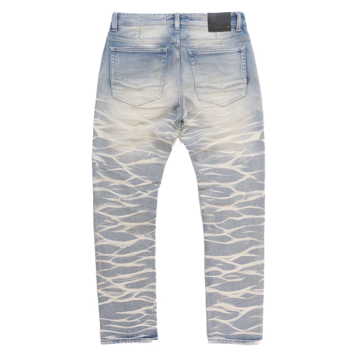 Makobi Toronto Light Wash Denim Jeans featured on a model, displaying the comfortable and fashionable design