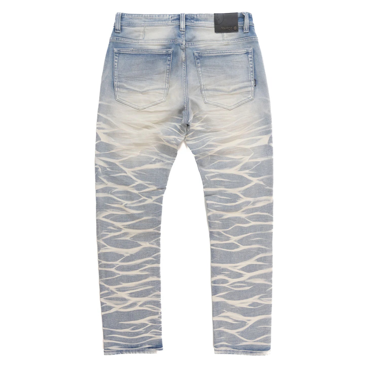 Makobi Toronto Light Wash Denim Jeans featured on a model, displaying the comfortable and fashionable design