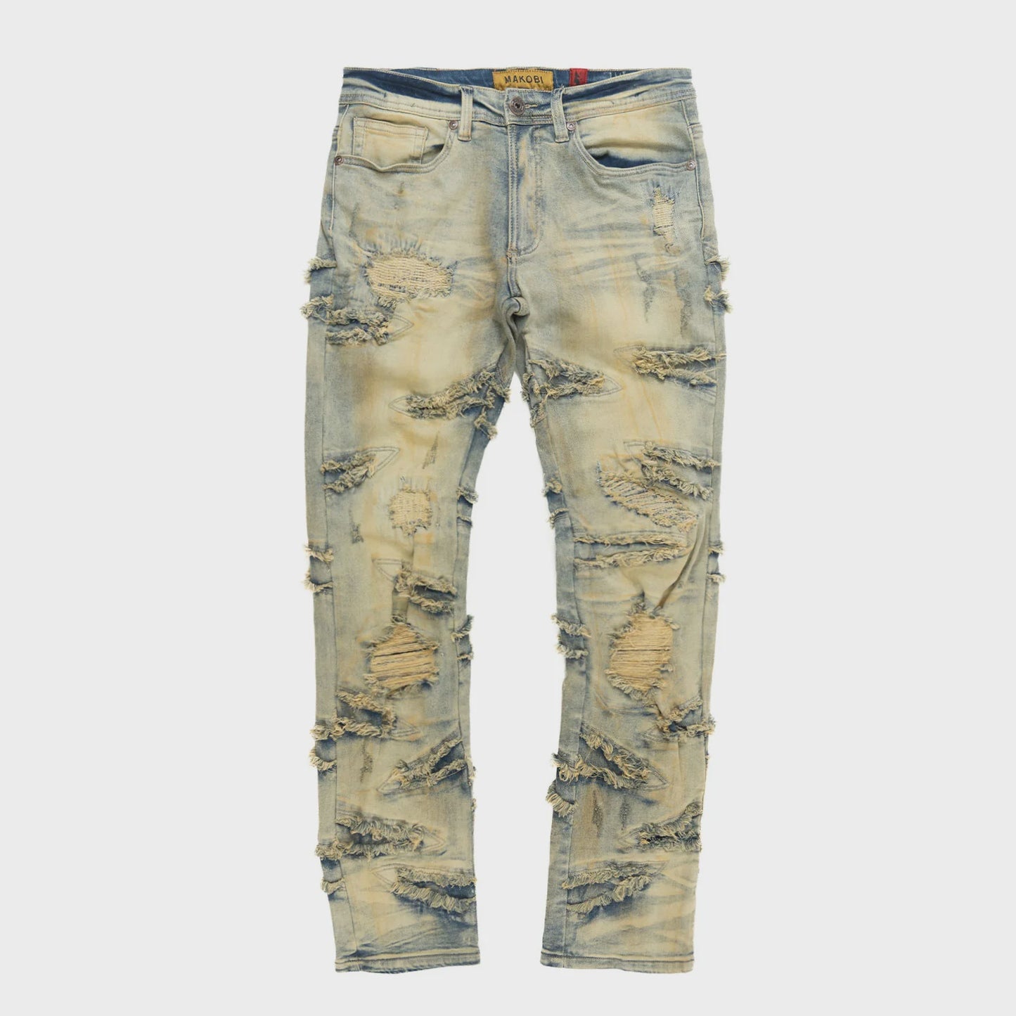 Makobi Lombardi Dirt Denim Jeans with distressed detailing and classic style
