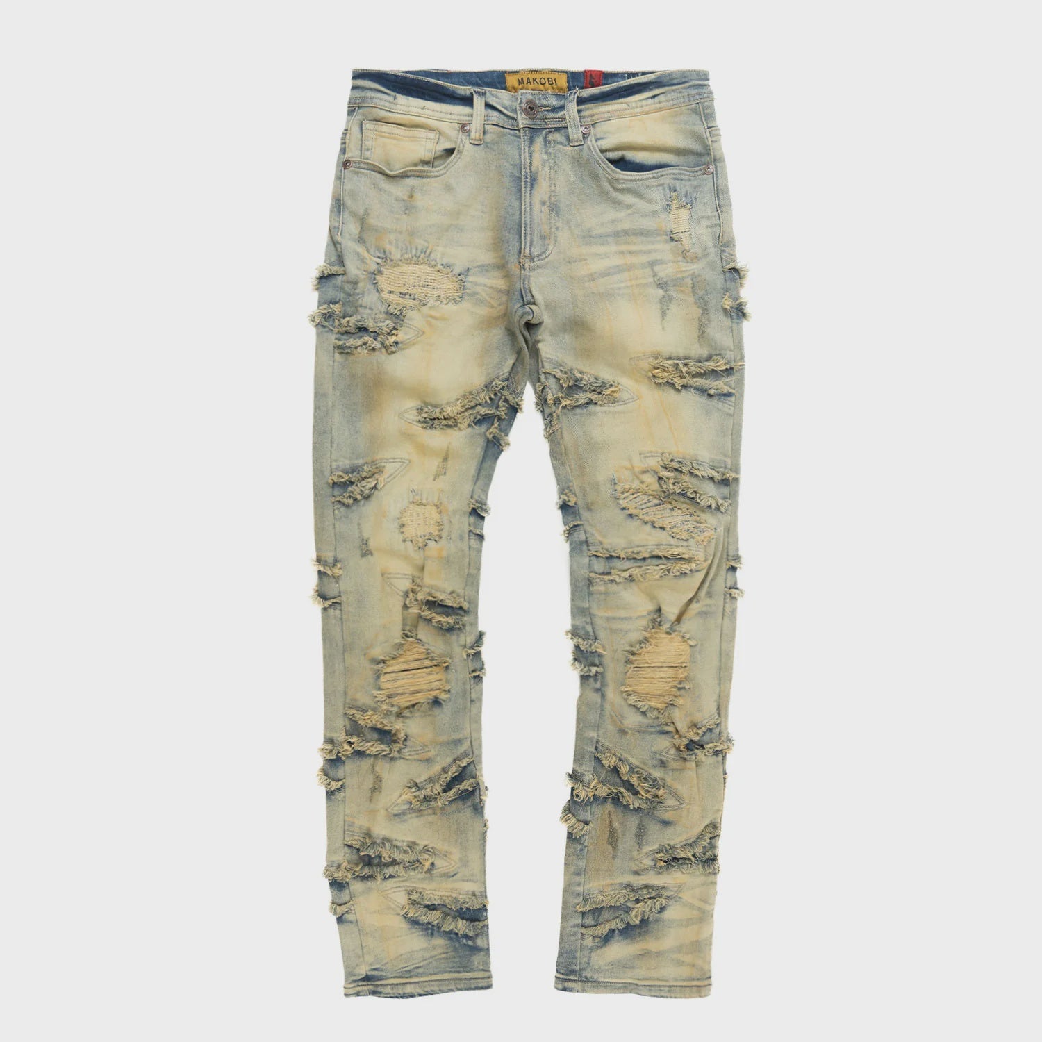 Makobi Lombardi Dirt Denim Jeans with distressed detailing and classic style