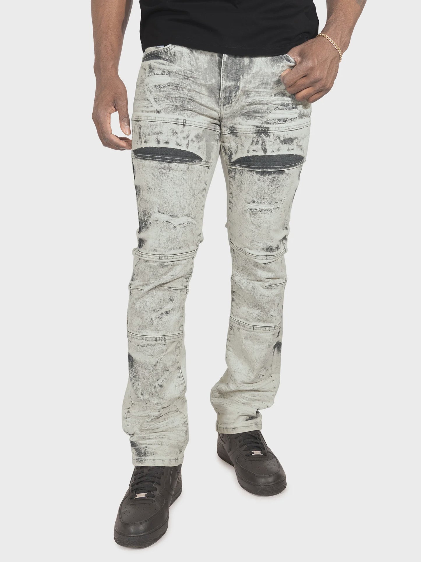 Makobi Bruno Grey Ripped Denim Jeans showcasing distressed details and stylish fit
