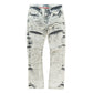 Full view of Makobi Bruno Grey Ripped Denim Jeans in a casual pose emphasizing modern style