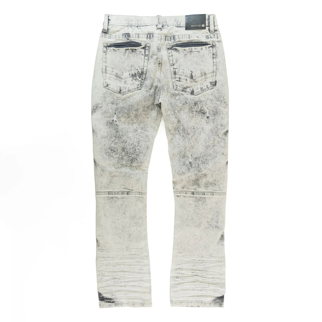 Makobi Bruno Grey Ripped Denim Jeans with ripped knee accents and classic grey color