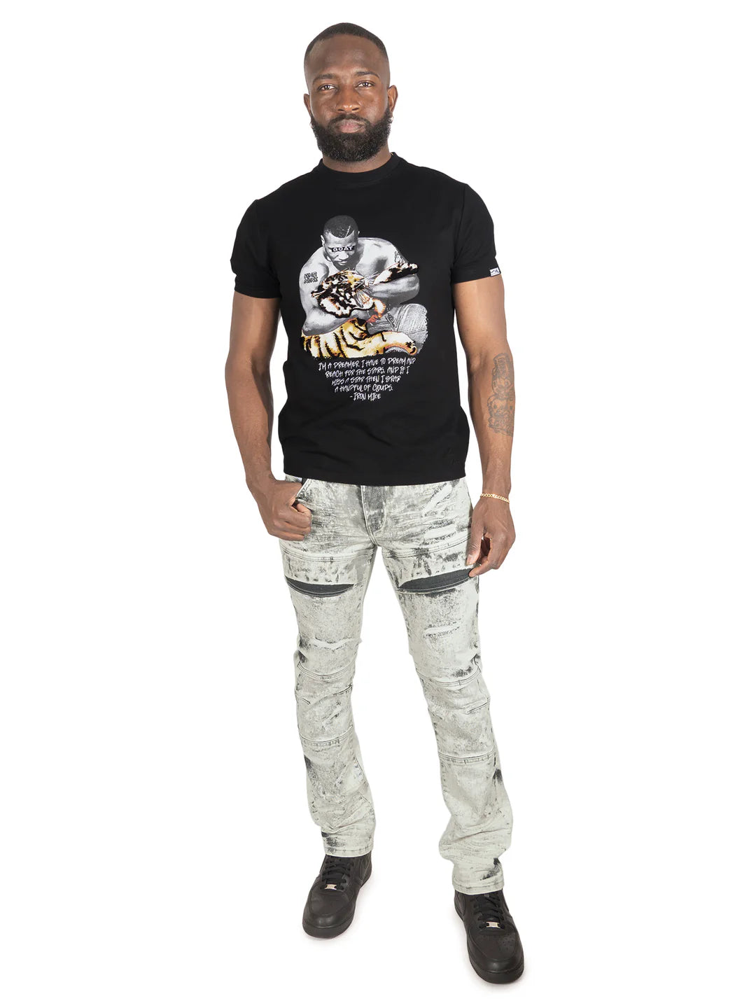 Makobi Bruno Grey Ripped Denim Jeans featuring a trendy ripped design and comfortable fit