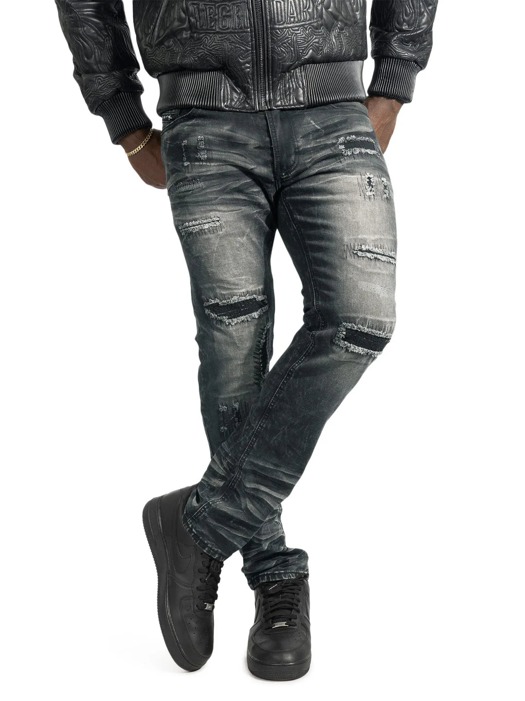 Makobi Ripped Black Wash Jeans (M1975)