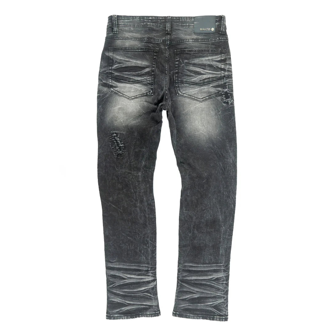 Makobi Ripped Black Wash Jeans (M1975)