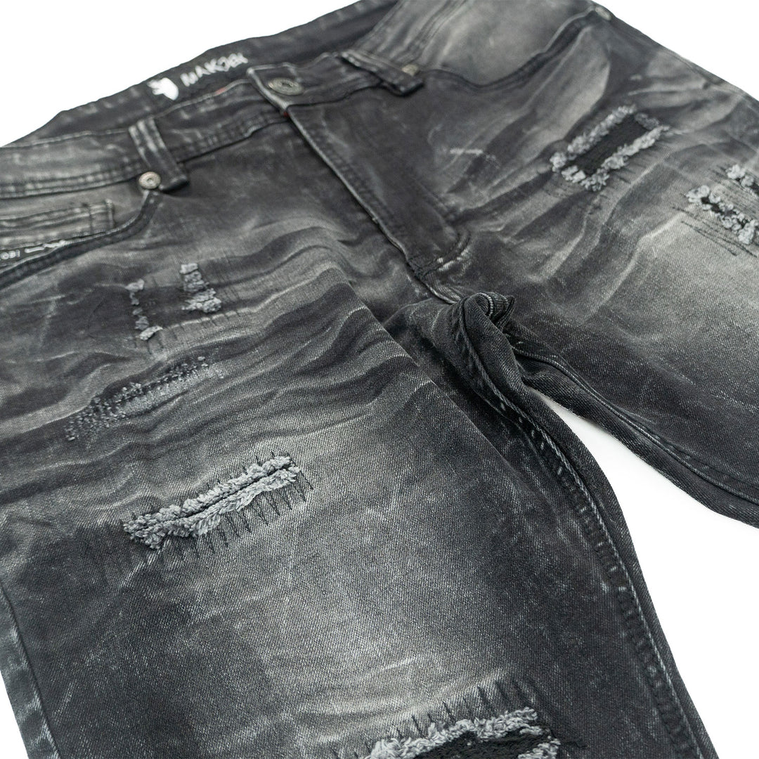 Makobi Ripped Black Wash Jeans (M1975)