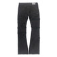 Makobi Pastoni Black/Black Ripped Stacked Flare Denim Jeans (M1984)