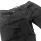 Makobi Pastoni Black/Black Ripped Stacked Flare Denim Jeans (M1984)