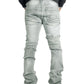 Makobi Pastoni Grey Ripped Stacked Flare Denim Jeans (M1984)