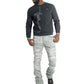 Makobi Pastoni Grey Ripped Stacked Flare Denim Jeans (M1984)