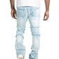 Makobi Pastoni Light Wash Ripped Stacked Flare Denim Jeans (M1984)