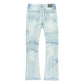 Makobi Pastoni Light Wash Ripped Stacked Flare Denim Jeans (M1984)