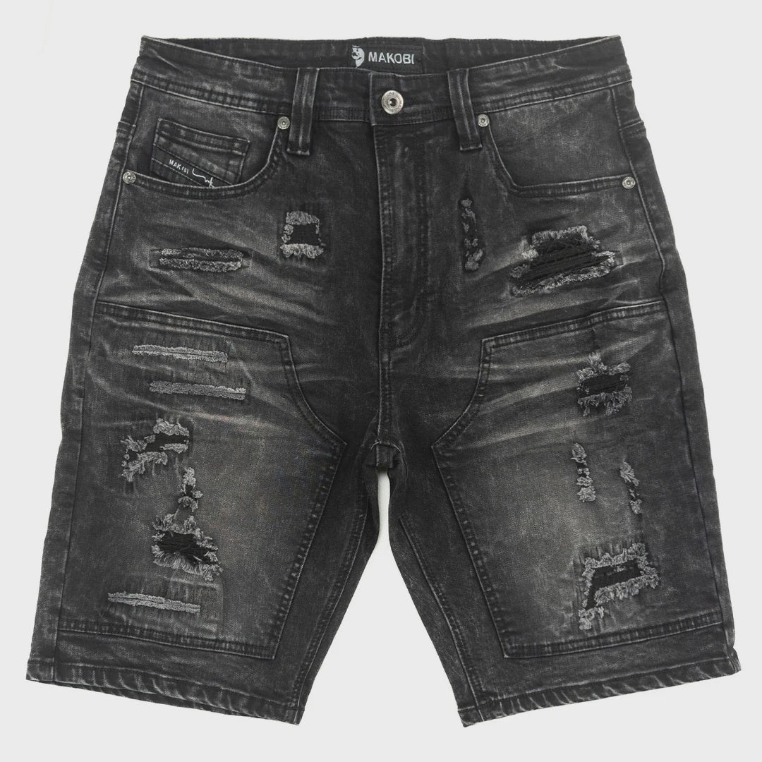Makobi Prego Black Wash Denim Shorts (M904)