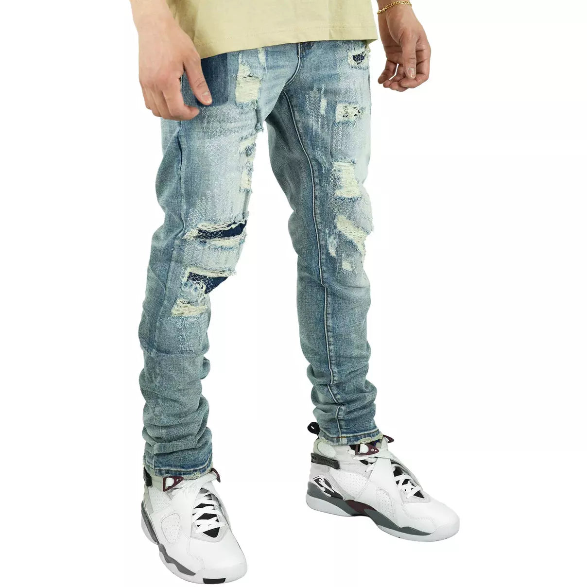 Preme Indigo Ripped Denim Jeans (PR-WB-1013)