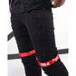 Preme Buffalo Red Strap Black Denim Jeans (PR-WB-841)