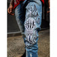Preme Indigo Skull Finger Denim Jeans (PR-WB-871)