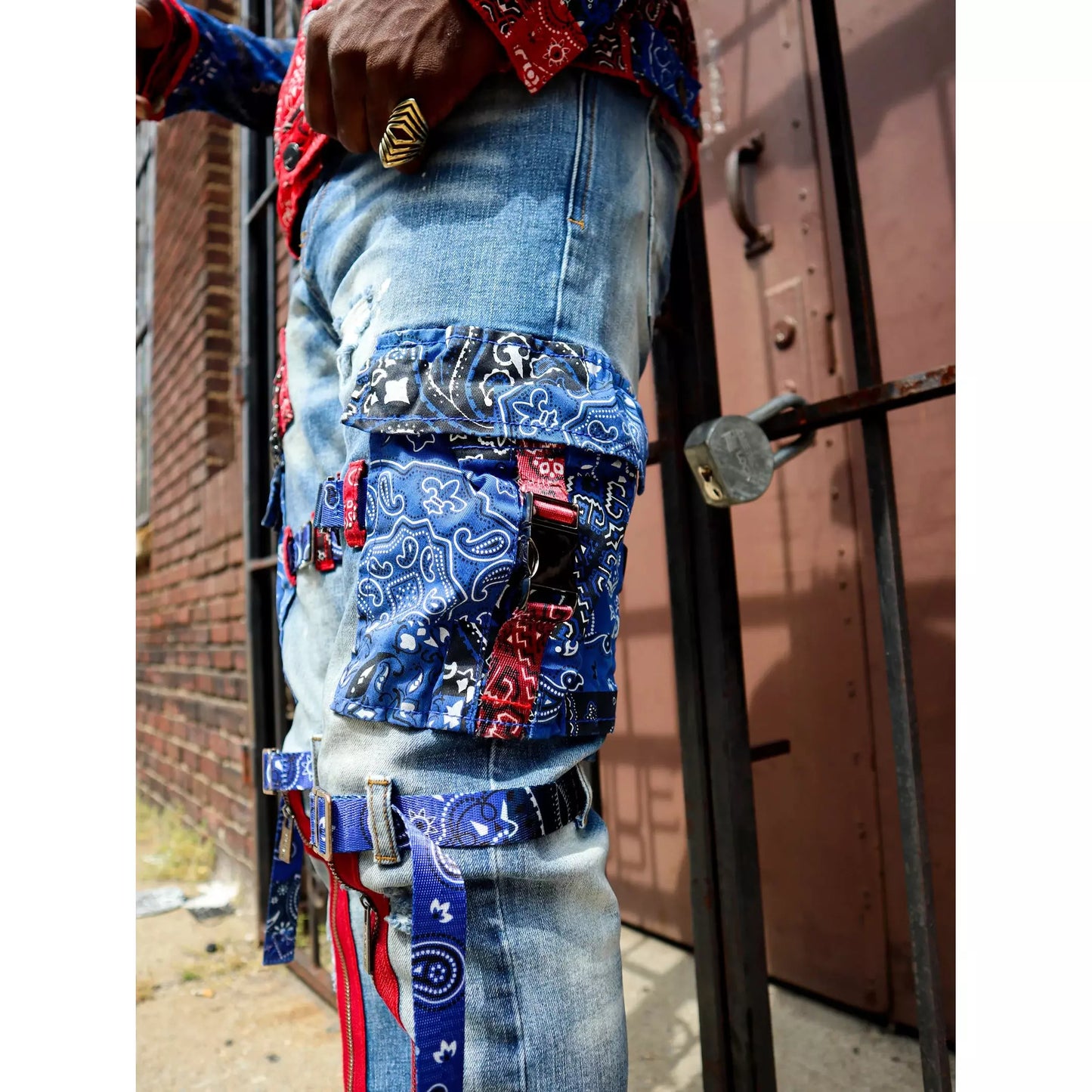 Preme Indigo Red/Blue Paisley Denim Jeans (PR-WB-860)