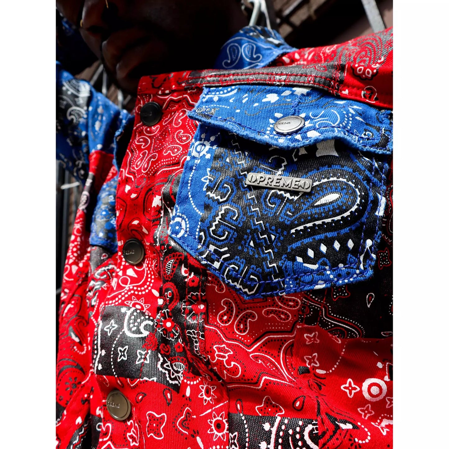 Preme Red/Blue Paisley Denim Jacket (PR-WJKT-140)