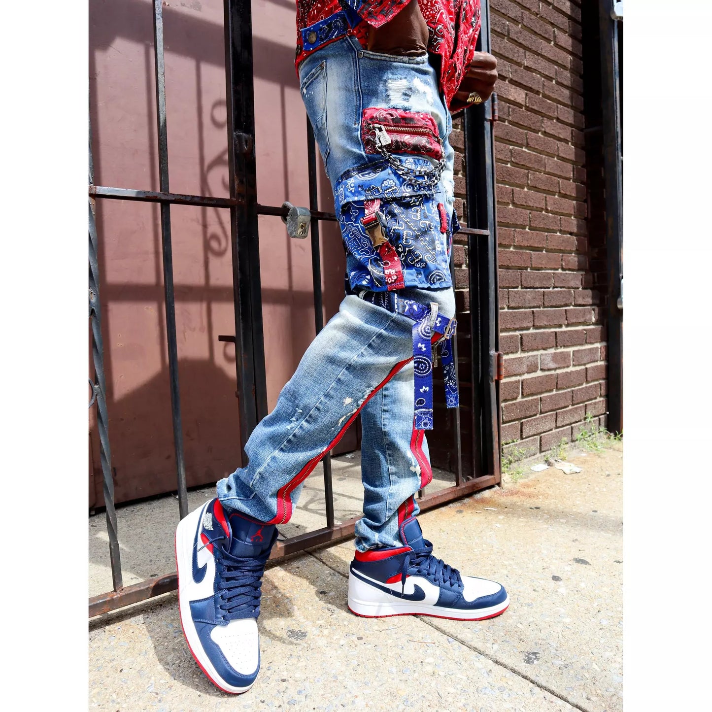 Preme Indigo Red/Blue Paisley Denim Jeans (PR-WB-860)