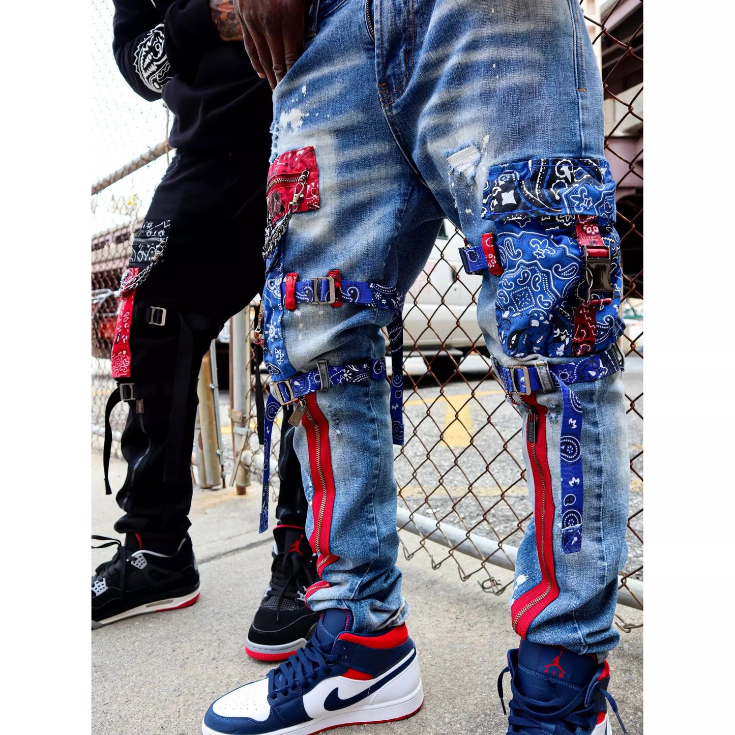 Preme Indigo Red/Blue Paisley Denim Jeans (PR-WB-860)