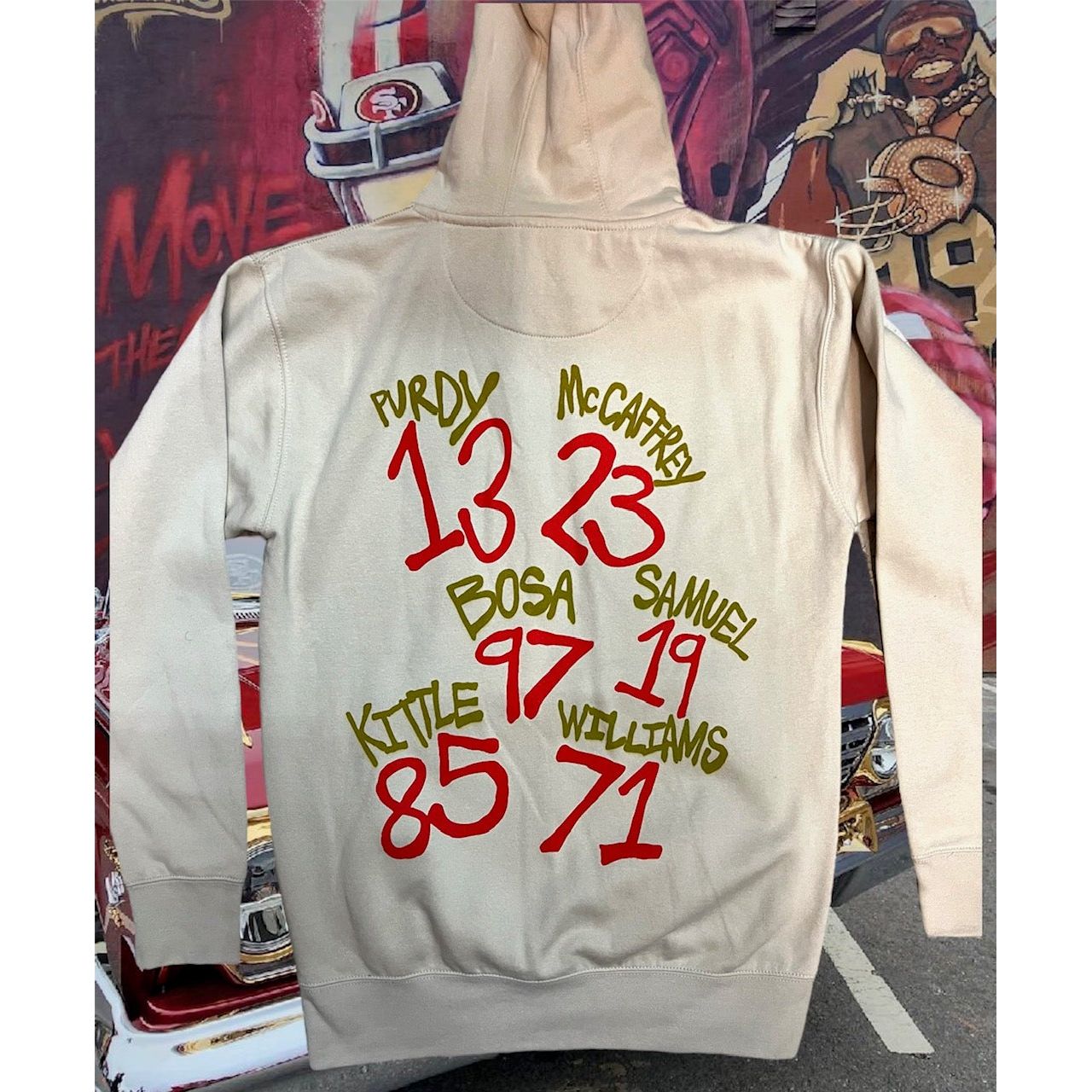  Stylish and comfortable SF Faithful Niner Gang 2024 Bone Hoodie with a sleek design and team-inspired details