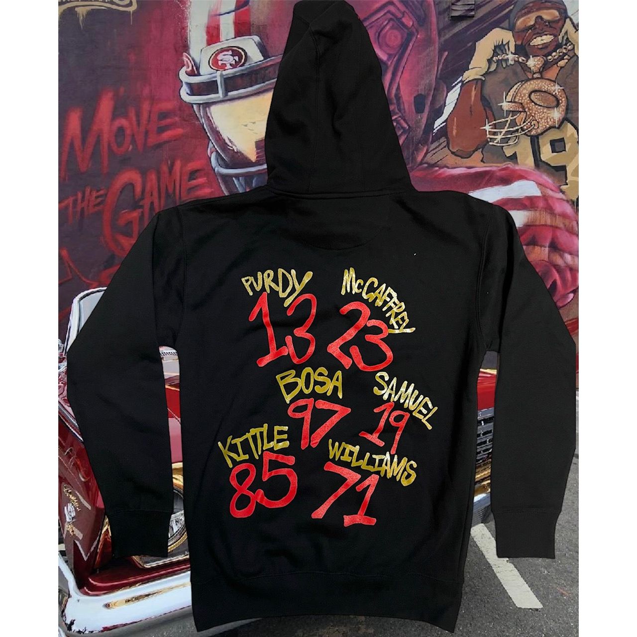  High-quality black hoodie featuring SF Faithful Niner Gang 2024 design