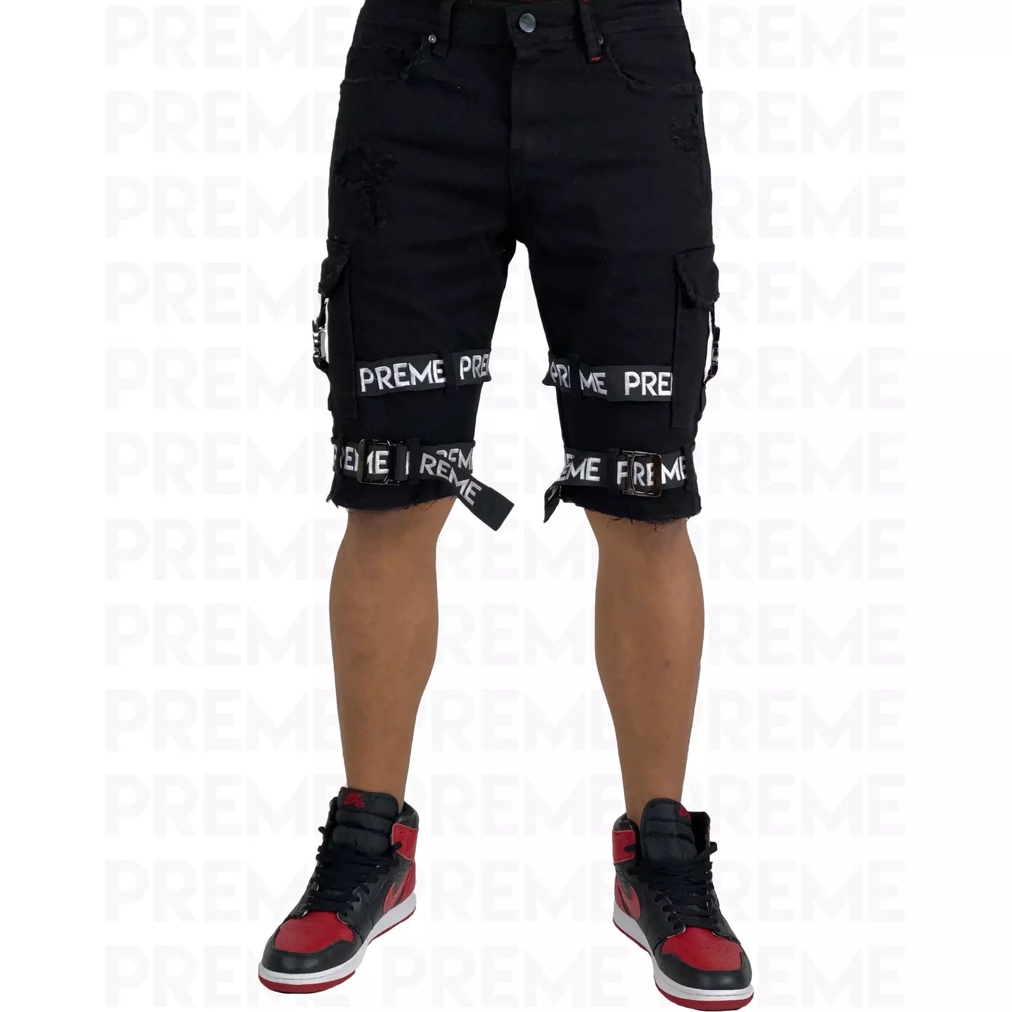 Preme Cargo Shorts with Preme Strap - Black (PR-WB-803)